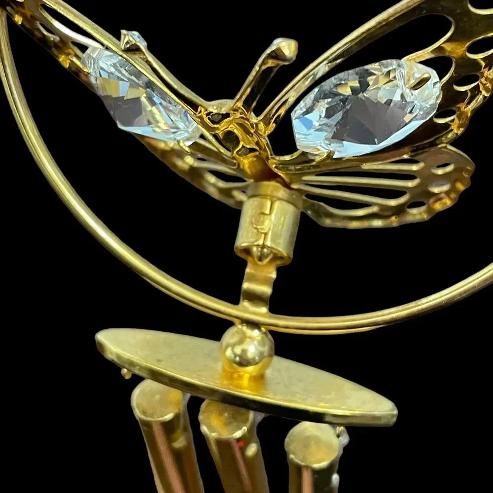 Butterfly Wind Chime Ornament Swarovski Crystal 24k Gold Plated? READ
